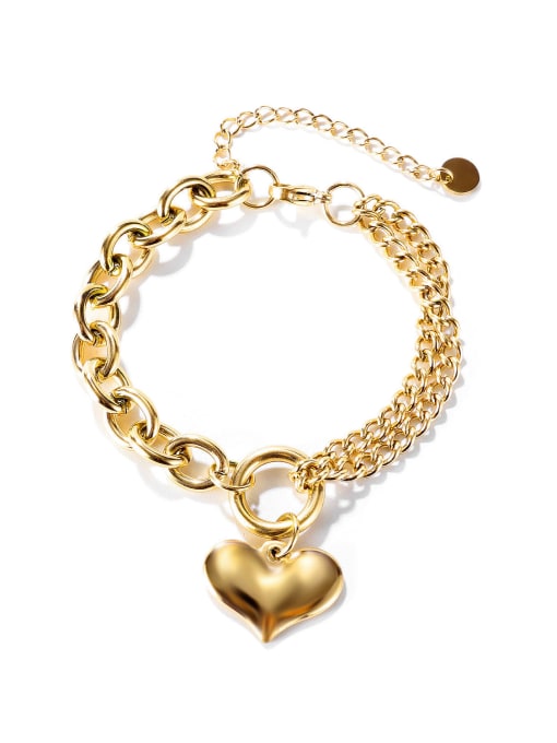 1149 Bracelet [gold plated] Titanium Steel Heart Hip Hop Strand Bracelet